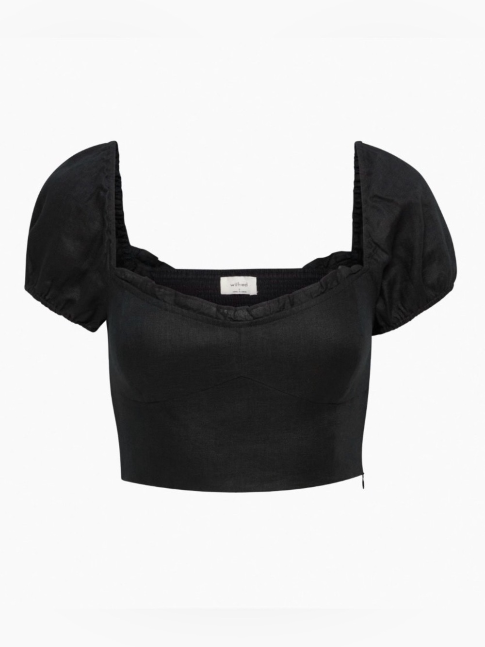 Aritzia Wilfred Wander Linen Blouse cropped in black